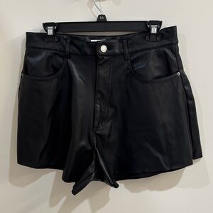 WeWoreWhat High Waist Black Faux Leather Shorts